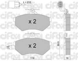Комплект тормозных колодок, дисковый тормоз CIFAM 822-050-1