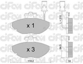 Комплект тормозных колодок, дисковый тормоз CIFAM 822-191-0