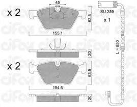 Комплект тормозных колодок, дисковый тормоз CIFAM 822-557-4K