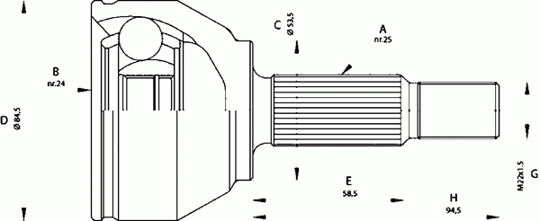 Шарнирный комплект, приводной вал OPEN PARTS CVJ5681.10
