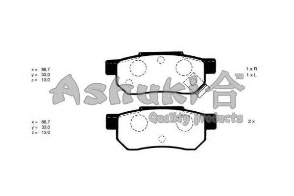 Комплект тормозных колодок, дисковый тормоз ASHUKI 1083-1104