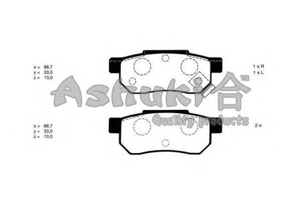 Комплект тормозных колодок, дисковый тормоз ASHUKI H025-09J