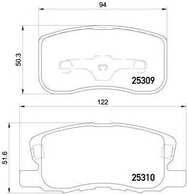 Комплект тормозных колодок, дисковый тормоз HELLA PAGID 25309