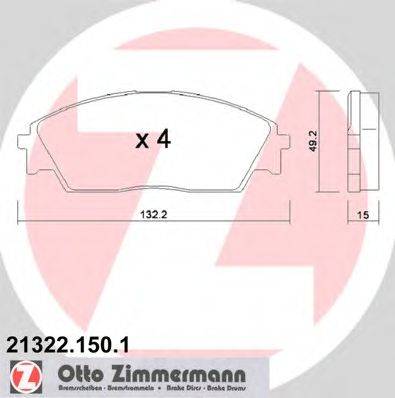 Комплект тормозных колодок, дисковый тормоз ZIMMERMANN 21322