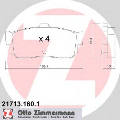Комплект тормозных колодок, дисковый тормоз ZIMMERMANN 21713.160.1