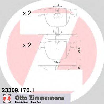 Комплект тормозных колодок, дисковый тормоз ZIMMERMANN 23310