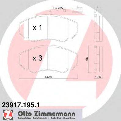 Комплект тормозных колодок, дисковый тормоз ZIMMERMANN 23917