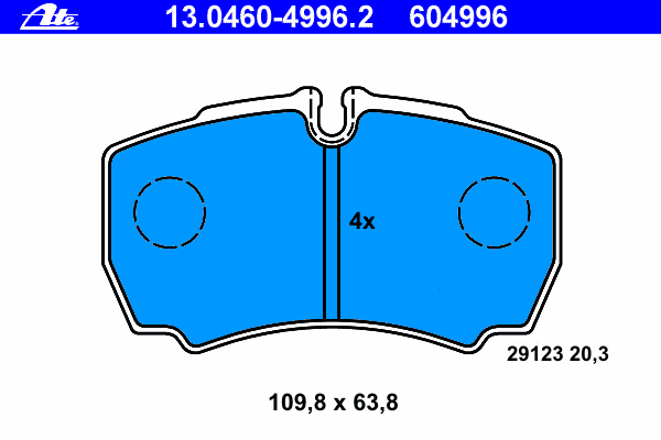 Комплект тормозных колодок, дисковый тормоз ATE 13046049962