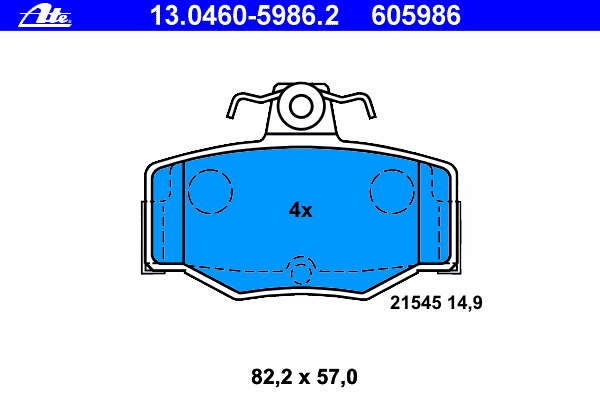 Комплект тормозных колодок, дисковый тормоз ATE 13.0460-5986.2