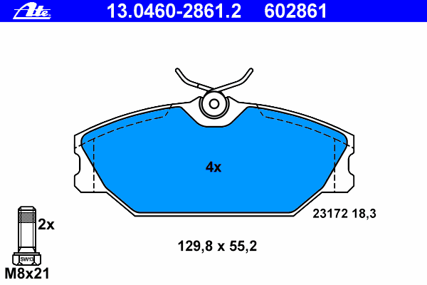 Комплект тормозных колодок, дисковый тормоз ATE 23172
