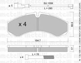 Комплект тормозных колодок, дисковый тормоз METELLI 22-0212-4K