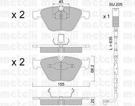 Комплект тормозных колодок, дисковый тормоз METELLI 22-0558-4K