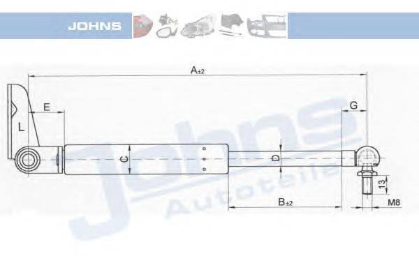 Газовая пружина, крышка багажник JOHNS 45059591