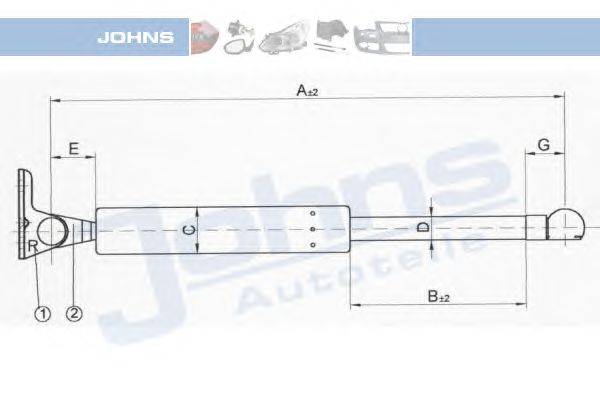 Газовая пружина, крышка багажник JOHNS 45 15 95-96