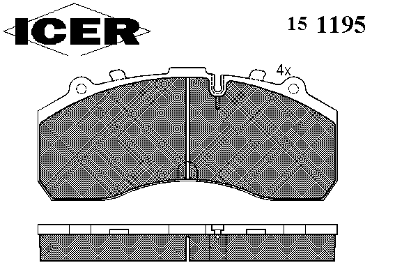 Комплект тормозных колодок, дисковый тормоз ICER 151195