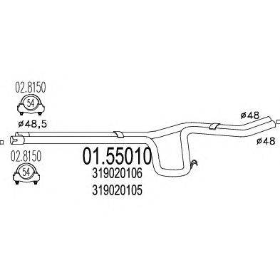 Труба выхлопного газа MTS 01.55010