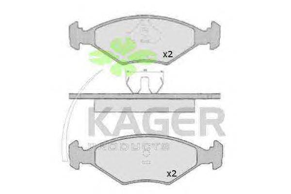 Комплект тормозных колодок, дисковый тормоз KAGER 21962