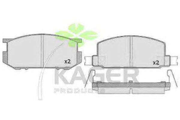 Комплект тормозных колодок, дисковый тормоз KAGER 350444