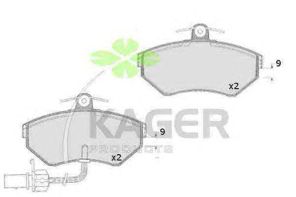 Комплект тормозных колодок, дисковый тормоз KAGER 23393
