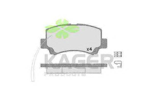 Комплект тормозных колодок, дисковый тормоз KAGER 23662