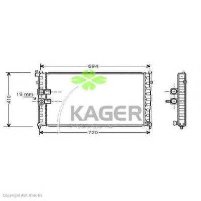Радиатор, охлаждение двигателя KAGER 310868