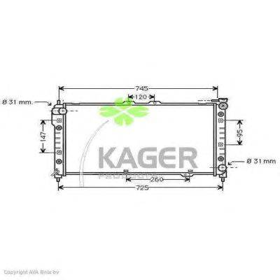 Радиатор, охлаждение двигателя KAGER 31-1399