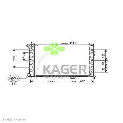 Радиатор, охлаждение двигателя KAGER 311699