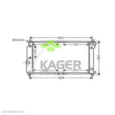 Радиатор, охлаждение двигателя KAGER 312444