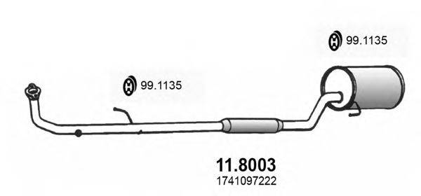 Средний / конечный глушитель ОГ ASSO 118003