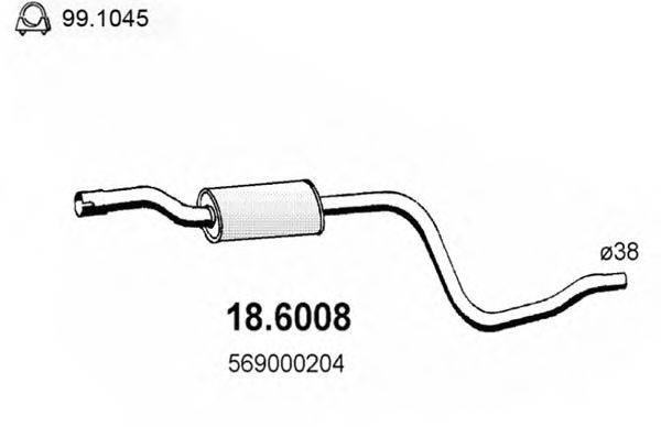 Средний глушитель выхлопных газов ASSO 186008