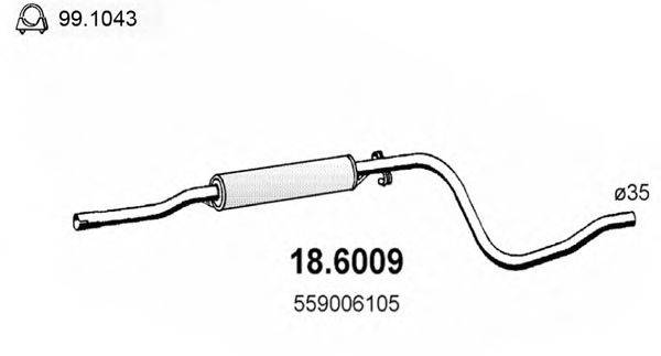 Средний глушитель выхлопных газов ASSO 186009