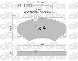 Комплект тормозных колодок, дисковый тормоз CIFAM 822-014-8K