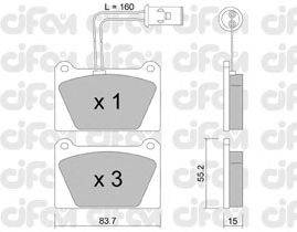 Комплект тормозных колодок, дисковый тормоз CIFAM 822-052-0