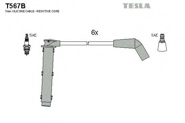 Комплект проводов зажигания TESLA T567B