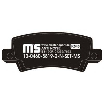 Комплект тормозных колодок, дисковый тормоз MASTER-SPORT 13-0460-5819-2N-SET-MS