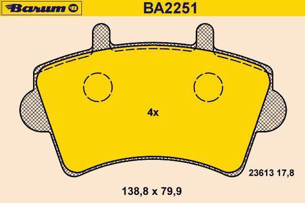 Комплект тормозных колодок, дисковый тормоз BARUM BA2251
