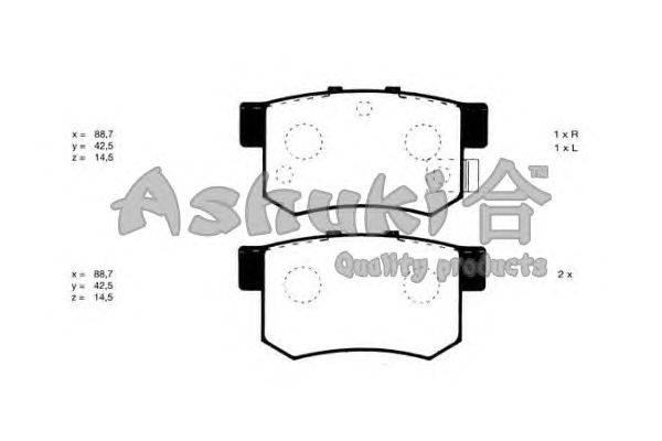 Комплект тормозных колодок, дисковый тормоз ASHUKI H026-22J