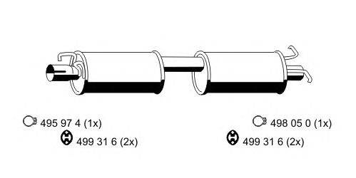Средний глушитель выхлопных газов ERNST 331081
