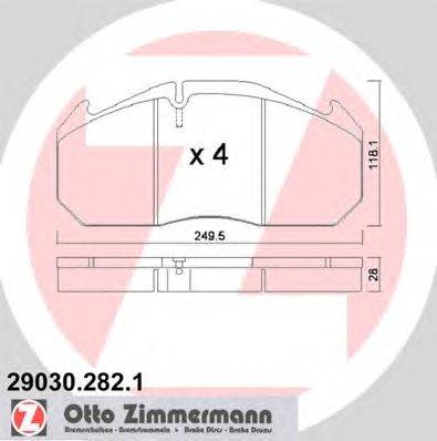 Комплект тормозных колодок, дисковый тормоз ZIMMERMANN 290302821