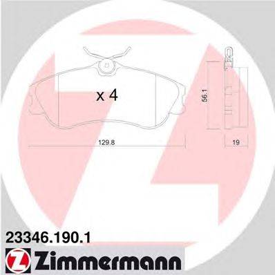 Комплект тормозных колодок, дисковый тормоз ZIMMERMANN 233461901