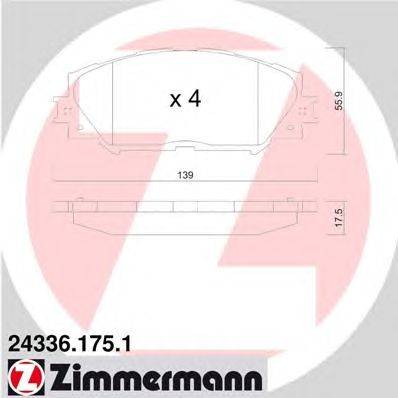 Комплект тормозных колодок, дисковый тормоз ZIMMERMANN 243361751