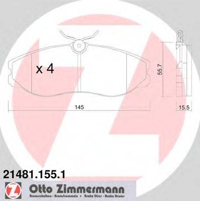 Комплект тормозных колодок, дисковый тормоз ZIMMERMANN 21481