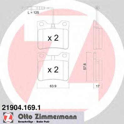 Комплект тормозных колодок, дисковый тормоз ZIMMERMANN 21904