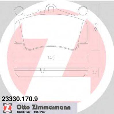 Комплект тормозных колодок, дисковый тормоз ZIMMERMANN 23139