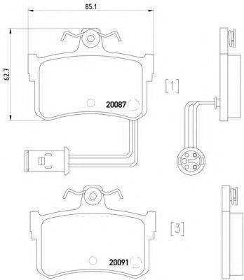 Комплект тормозных колодок, дисковый тормоз HELLA 20091