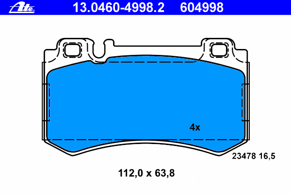 Комплект тормозных колодок, дисковый тормоз ATE 13.0460-4998.2