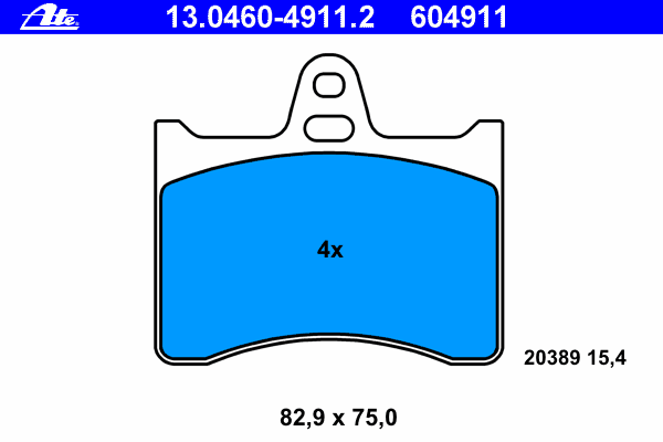 Комплект тормозных колодок, дисковый тормоз ATE 20389