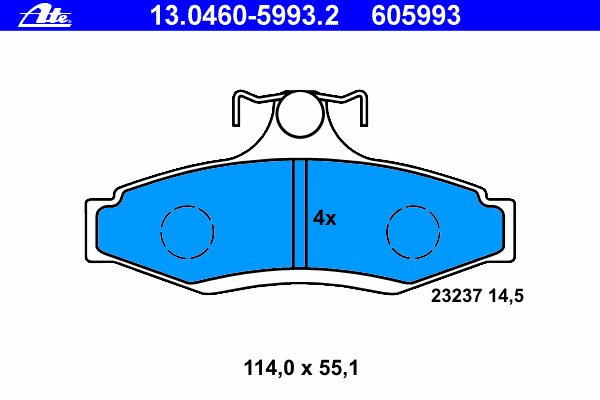 Комплект тормозных колодок, дисковый тормоз ATE 23237