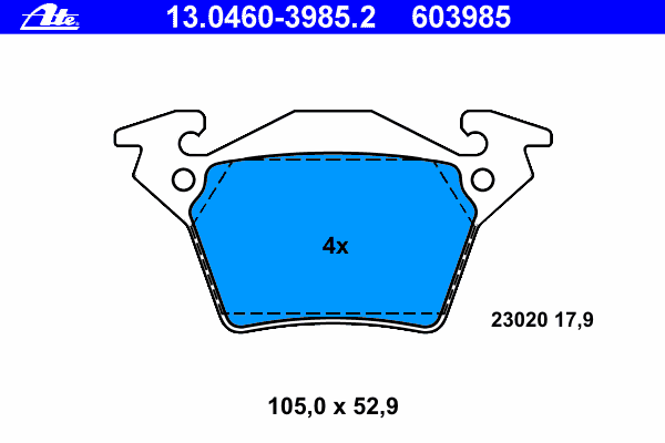 Комплект тормозных колодок, дисковый тормоз ATE 23020