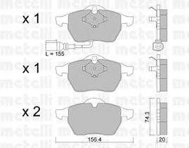 Комплект тормозных колодок, дисковый тормоз METELLI 2201814